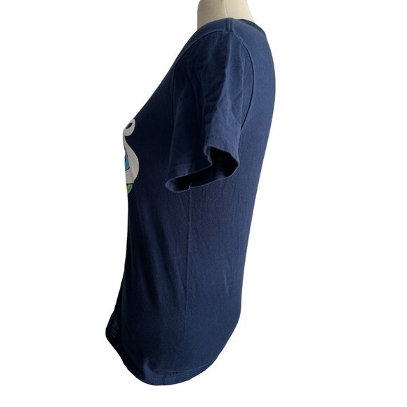 Delta Pro Weight Good Vibes Navy Blue Cotton TShirt Sz Small Womens - Picture 5 of 5